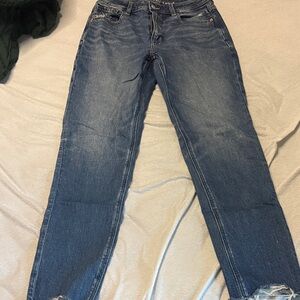 American Eagle Outfitters Straight-Leg Washed Blue Jeans